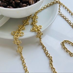 Dainty Gold Lucky Quatrefoil Link Long Necklace